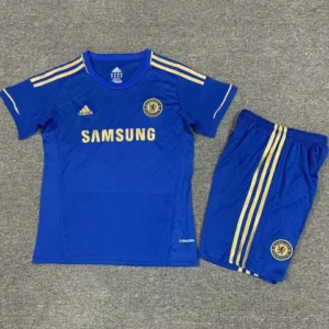 Chelsea hemmatröja 2012 retro barn, blå fotbollströja med matchande shorts