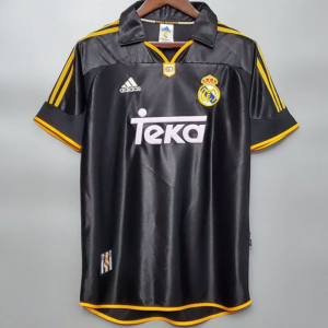 Real Madrid retro bortatröja svart vuxen 2000/01 klassisk matchtröja med Raúl namn och nummer tryck