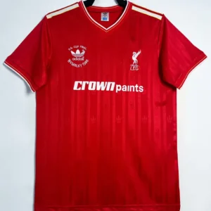 Liverpool hemmatröja retro röd 1986/87 med eget namn och nummer, framsida