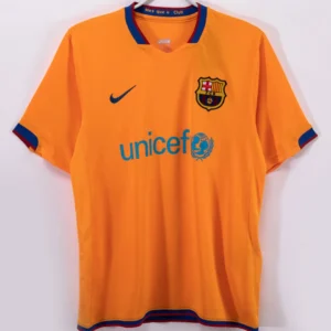 Barcelona retro bortatröja orange 2006/07 med eget namn och nummer, framsida