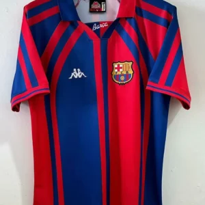 Barcelona retro hemmatröja blå och röd 1998 med eget namn och nummer, framsida