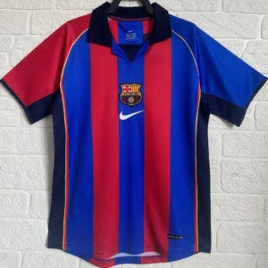 Barcelona retro hemmatröja blå och röd 2001/02 med eget namn och nummer, framsida