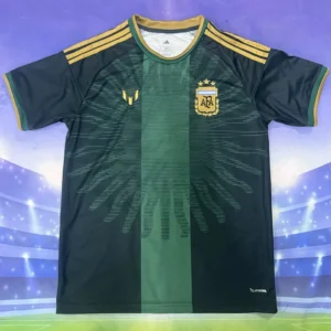 Argentina Messi Avskedsmatch tröja i svart och grönt med guldiga detaljer, framsida