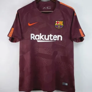 Barcelona tredjetröja retro vinröd 2017/18 med eget namn och nummer, framsida