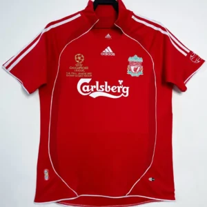 Liverpool hemmatröja retro röd 2006/08 Champions League-final med eget namn och nummer, framsida