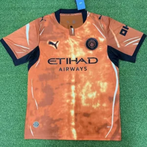 Manchester City fjärdetröja orange 2026/27 med eget namn och nummer, framsida